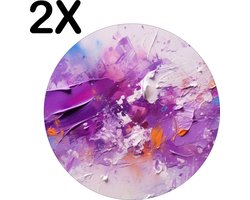 BWK Flexibele Ronde Placemat - Kleurvolle Abstract - Verf Kunst - Paars - Set van 2 Placemats - 50x50 cm - PVC Doek - Afneembaar
