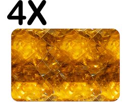 BWK Luxe Placemat - Geel - Oranje Edelstenen - Set van 4 Placemats - 45x30 cm - 2 mm dik Vinyl - Anti Slip - Afneembaar