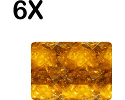 BWK Luxe Placemat - Geel - Oranje Edelstenen - Set van 6 Placemats - 35x25 cm - 2 mm dik Vinyl - Anti Slip - Afneembaar