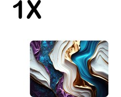 BWK Luxe Placemat - Gekleurd Marmer Achtergrond - Set van 1 Placemats - 35x25 cm - 2 mm dik Vinyl - Anti Slip - Afneembaar