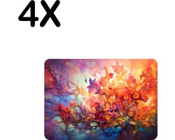 BWK Luxe Placemat - Kleurrijke Bloemen Tekening - Set van 4 Placemats - 35x25 cm - 2 mm dik Vinyl - Anti Slip - Afneembaar