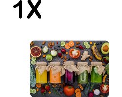 BWK Luxe Placemat - Kleurrijke Potten met Groente en Fruit - Set van 1 Placemats - 35x25 cm - 2 mm dik Vinyl - Anti Slip - Afneembaar