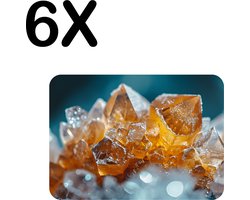 BWK Luxe Placemat - Oranje met Wit Crystal - Set van 6 Placemats - 40x30 cm - 2 mm dik Vinyl - Anti Slip - Afneembaar