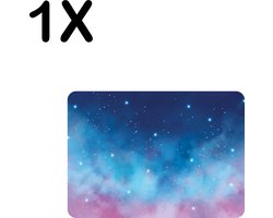 BWK Stevige Placemat - Blauw met Paarse Galaxy - Set van 1 Placemats - 35x25 cm - 1 mm dik Polystyreen - Afneembaar