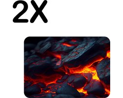 BWK Stevige Placemat - Stenen in Lava - Set van 2 Placemats - 40x30 cm - 1 mm dik Polystyreen - Afneembaar