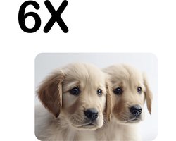 BWK Stevige Placemat - Twee Golden Retriever Puppies - Set van 6 Placemats - 40x30 cm - 1 mm dik Polystyreen - Afneembaar