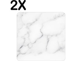 BWK Stevige Placemat - Wit - Marmer - Achtergrond - Set van 2 Placemats - 40x40 cm - 1 mm dik Polystyreen - Afneembaar