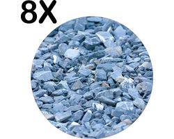 BWK Stevige Ronde Placemat - Grijze Stenen Achtergrond - Set van 8 Placemats - 40x40 cm - 1 mm dik Polystyreen - Afneembaar