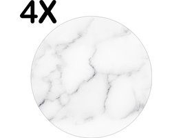 BWK Stevige Ronde Placemat - Wit - Marmer - Achtergrond - Set van 4 Placemats - 50x50 cm - 1 mm dik Polystyreen - Afneembaar