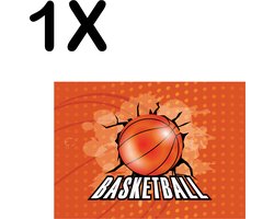 BWK Textiele Placemat - Basketball Door de Muur - Oranje - Set van 1 Placemats - 40x30 cm - Polyester Stof - Afneembaar
