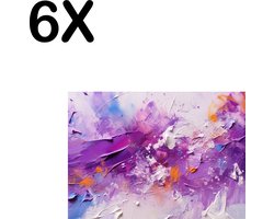 BWK Textiele Placemat - Kleurvolle Abstract - Verf Kunst - Paars - Set van 6 Placemats - 35x25 cm - Polyester Stof - Afneembaar