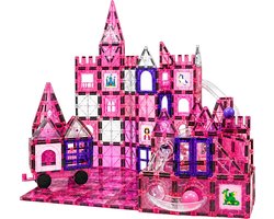 By Baboo® Magnetic Tiles 150 Stuks + Knikkerbaan + Bouwclub toegang - Roze Prinsessen Fantasie Magnetische Tegels Blokken Speelgoed Cadeau Meisjes Constructie - Montessori Educatief Kinderspeelgoed 3 Jaar, 4 jaar, 5 jaar, 6 jaar, 7 jaar, 8 jaar