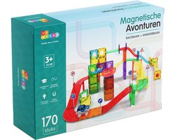 By Baboo® Magnetic Tiles 170 Stuks + Racebaan Zelfrijdende Auto + Knikkerbaan - Magnetische Tegels Blokken Speelgoed Cadeau Jongens Meisjes Constructie - Montessori Educatief Kinderspeelgoed 3 Jaar, 4 jaar, 5 jaar, 6 jaar, 7 jaar, 8 jaar, 9 jaar