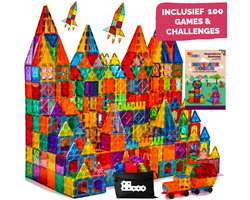 By Baboo® Magnetic Tiles 200 stuks + 100 Games - Magnetisch Bouwspeelgoed Jongens Meisjes - Constructiespeelgoed - Magna Magnetische Tegels Educatief Mind Montessori Kinderspeelgoed 3 Jaar, 4 jaar, 5 jaar, 6 jaar, 7 jaar, 8 jaar - Cadeautjes Creatief