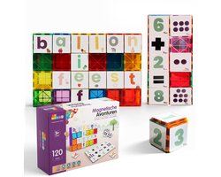 By Baboo® Magnetic Tiles - Letters & Cijfers - 120 Stuks - Magnetisch Speelgoed - Leren Lezen Rekenen Schrijven - Magna Creatief Jongens Meisjes Cadeautjes - Educatief Mind Montessori Kinderspeelgoed 3 Jaar, 4 jaar, 5 jaar, 6 jaar, 7 jaar, 8 jaar