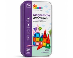 By Baboo® Magnetic Tiles Mini 32 Stuks Reisset + 100 Bouw-Challenges - Travelset - Reisspeelgoed Magnetische Tegels Blokken Cadeau Jongens Meisjes - Montessori Educatief Kinderspeelgoed 3 Jaar, 4 jaar, 5 jaar, 6 jaar, 7 jaar, 8 jaar, 9 jaar