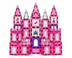 By Baboo® Magnetic Tiles Roze 40 Stuks + 100 Bouwopdrachten + Thema Prinsessen Fantasie - Magnetische Tegels Blokken Speelgoed Cadeau Meisjes Constructie - Montessori Educatief Kinderspeelgoed 3 Jaar, 4 jaar, 5 jaar, 6 jaar, 7 jaar, 8 jaar