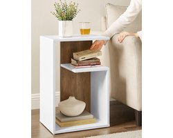 By Barkhuis bijzettafel wit - Verticaal of horizontaal - Modern model - Open nachtkastje - G vormige plank - 60 cm hoog