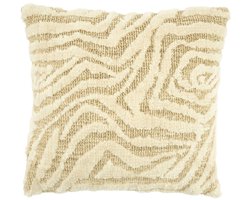 By-Boo Sebra sierkussen 50×50 – off-white/sand – zebra reliëf, inclusief vulling