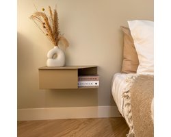 By Bresi - Nachtkastje Riva- Links Beige - Minimalistisch design - Nachtkastjes - Nachtkastje modern