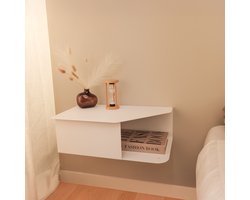 By Bresi - Nachtkastje Riva- Links Wit - Minimalistisch design - Nachtkastjes - Nachtkastje modern