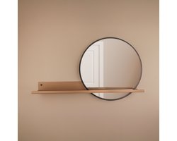 By Bresi - Wandplank Belvi met spiegel Beige - Industrieel - Wandspiegel - Hal - Toilet - Badkamer - Woonkamer - Spiegel - Spiegelplank