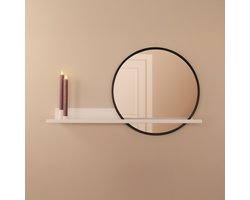 By Bresi - Wandplank Candelo Wit - met spiegel en kaarsen - Industrieel - Wandspiegel - Hal - Toilet - Badkamer - Woonkamer - Spiegel - Spiegelplank