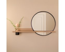 By Bresi - Wandplank Dimaro Beige met spiegel en diffuser - Industrieel - Wandspiegel - Hal - Toilet - Badkamer - Woonkamer - Spiegel - Spiegelplank