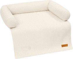 By Cee Cee Origineel Hondendeken Bank – Hondenkleed Bank - Hondenmand - Premium - Volledig Afritsbaar - Ribstof - Off-white Beige - 75x90 - Maat S - Kees
