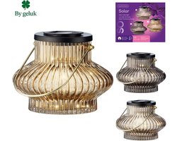 By Geluk tafellamp solar LED IP44 16 cm 3 assorti