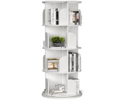 By MDA Boekenkast - 4-laags - Draaibaar - Boekenkasten - 360 graden - Wit - 48x48x133cm - Slaapkamer, woonkamer, kinderkamer