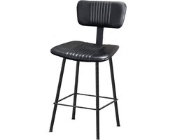 by Mooss - Barstoel - Barkruk - Meg - Zwart - Leer - Retro - Set van 2 -