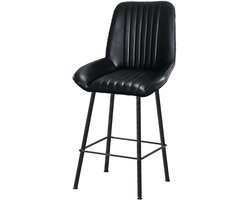 by Mooss - Barstoel - Barkruk - Tess - Zwart - Leer - Kuip - Set van 2