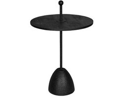 by Mooss - Bijzettafel - Black on Black - Rond - Metaal - Hout - Handvat - L - Ø 50 - Trendy