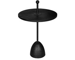 by Mooss - Bijzettafel - Black on Black - Rond - Metaal - Hout - Handvat - M - Ø 40 - Trendy
