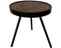 by Mooss - Bijzettafel - Driepoot - Rond - Ø 45 - Hout - Metaal - Bruin - Zwart - Trendy