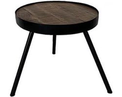 by Mooss - Bijzettafel driepoot - Tafel rond - Ø 50 x 48 cm - Hout Metaal - Bruin Zwart