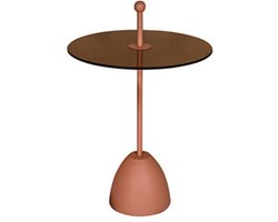 by Mooss - Bijzettafel - Glas - Rond - Metaal - Trendy - Handvat - Pink - Ø 50