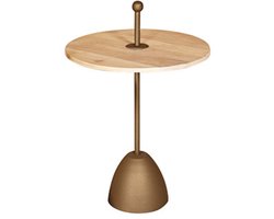 by Mooss - Bijzettafel - Gold Dust - Rond - Metaal - Hout - Handvat - L - Ø 50