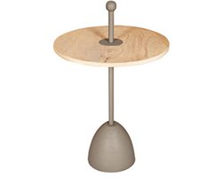 by Mooss - Bijzettafel - Green Gray - Rond - Metaal - Hout - Handvat - M - Ø 40