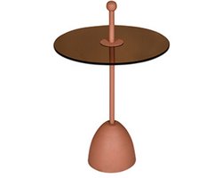by Mooss - Bijzettafel - Metaal - Rond - Glas - Pink - Ø 40 - Trendy - Handvat