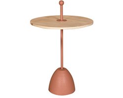 by Mooss - Bijzettafel - Peach Pink - Rond - Metaal - Hout - Handvat - L - Ø 50