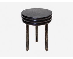 by Mooss - Bijzettafel - Rond - 38 x 54 cm - Industrieel - Metaal - Zilver - Plantenstandaard - Bijzettafel