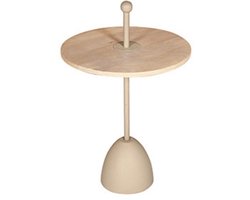 by Mooss - Bijzettafel - Rond - Naturel - Ivory - Handvat - Ã˜ 40 - Hout - Metaal - Trendy