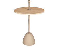 by Mooss - Bijzettafel - Rond - Naturel - Ivory - Handvat - Ã˜ 50 - Hout - Metaal - Trendy