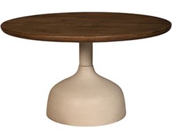 by Mooss - Bijzettafel - Salontafel - Oil Antique - Ivory - Ø 70 - Hout - Metaal - Trendy