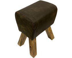 by Mooss - Bok - Leer - Kruk - Retro - Poef - Stoer - Landelijk - Industrieel - Vintage - Stijlvol - Praktisch