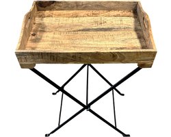 by Mooss - Butlertray - Bruin - Bijzettafel - Hout - Dienblad - 55 x 40 x 80 cm - Inklapbaar