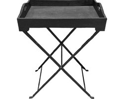 by Mooss - Butlertray - Zwart - Bijzettafel - Hout - Dienblad - 55 x 40 x 80 cm - Inklapbaar