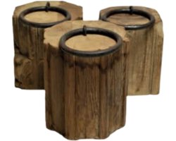 by Mooss - Deurstopper - Hout - Robuust - Stoer - Ijzeren ring - Landelijk - Massief - Groot - Decoratie - Uniek - Duurzaam